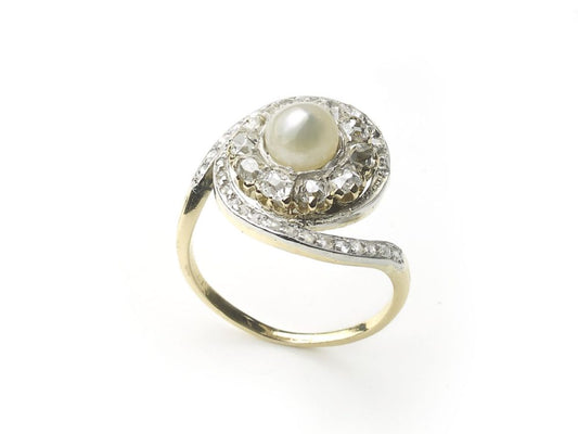 Antique Edwardian Pearl & Diamond Ring