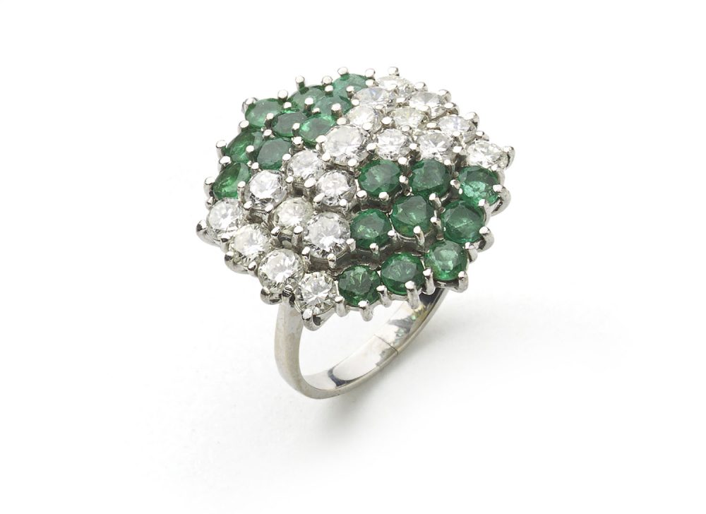 Vintage Emerald & Diamond Cluster Ring
