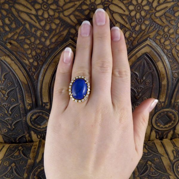 Vintage Lapis Lazuli and Diamond Cocktail Ring