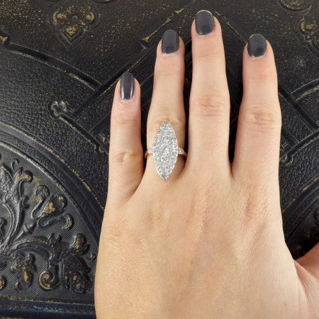 Antique Edwardian Diamond Marquise Shaped Ring