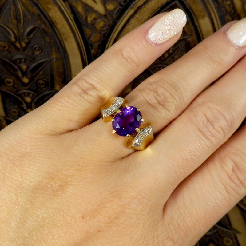 Vintage Vibrant Amethyst & Diamond Ring
