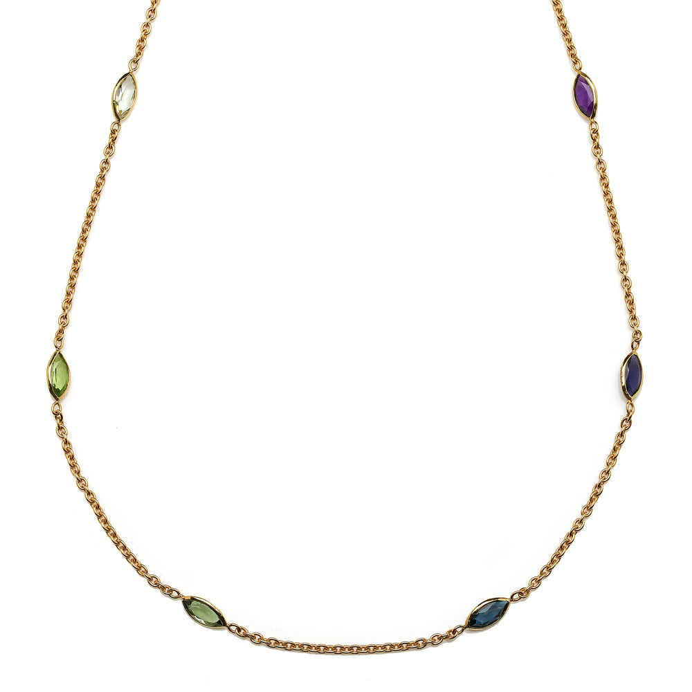 Rainbow Gem Set 18ct Gold Necklace