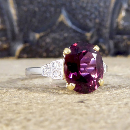Raspberry Red Tourmaline and Diamond Ring, 2.77ct