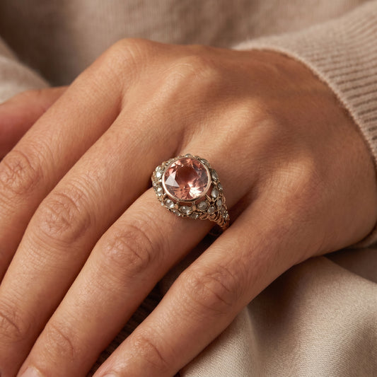 Vintage 18 ct Gold 4.68 ct Pink Tourmaline Ring