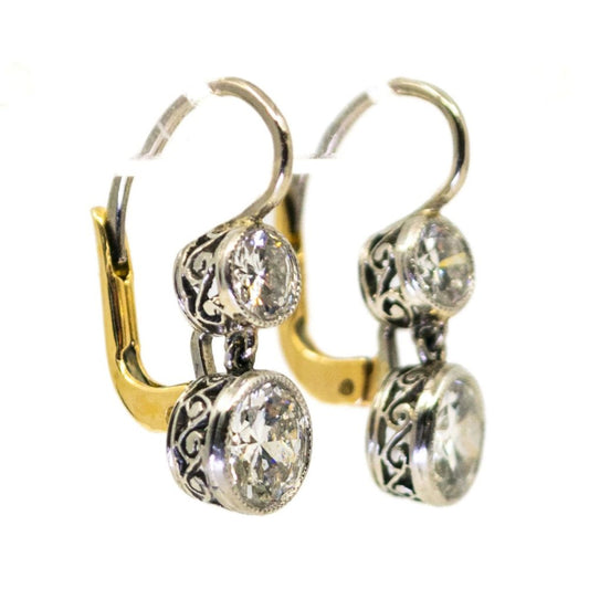 Vintage Old Cut Diamond Double Drop Earrings