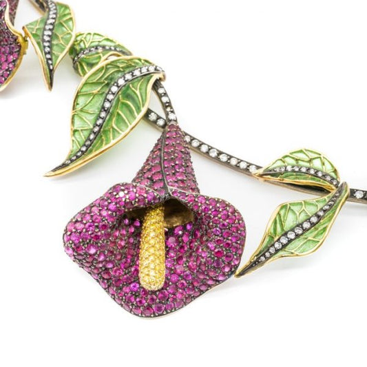 Ruby Calla Lily Necklace