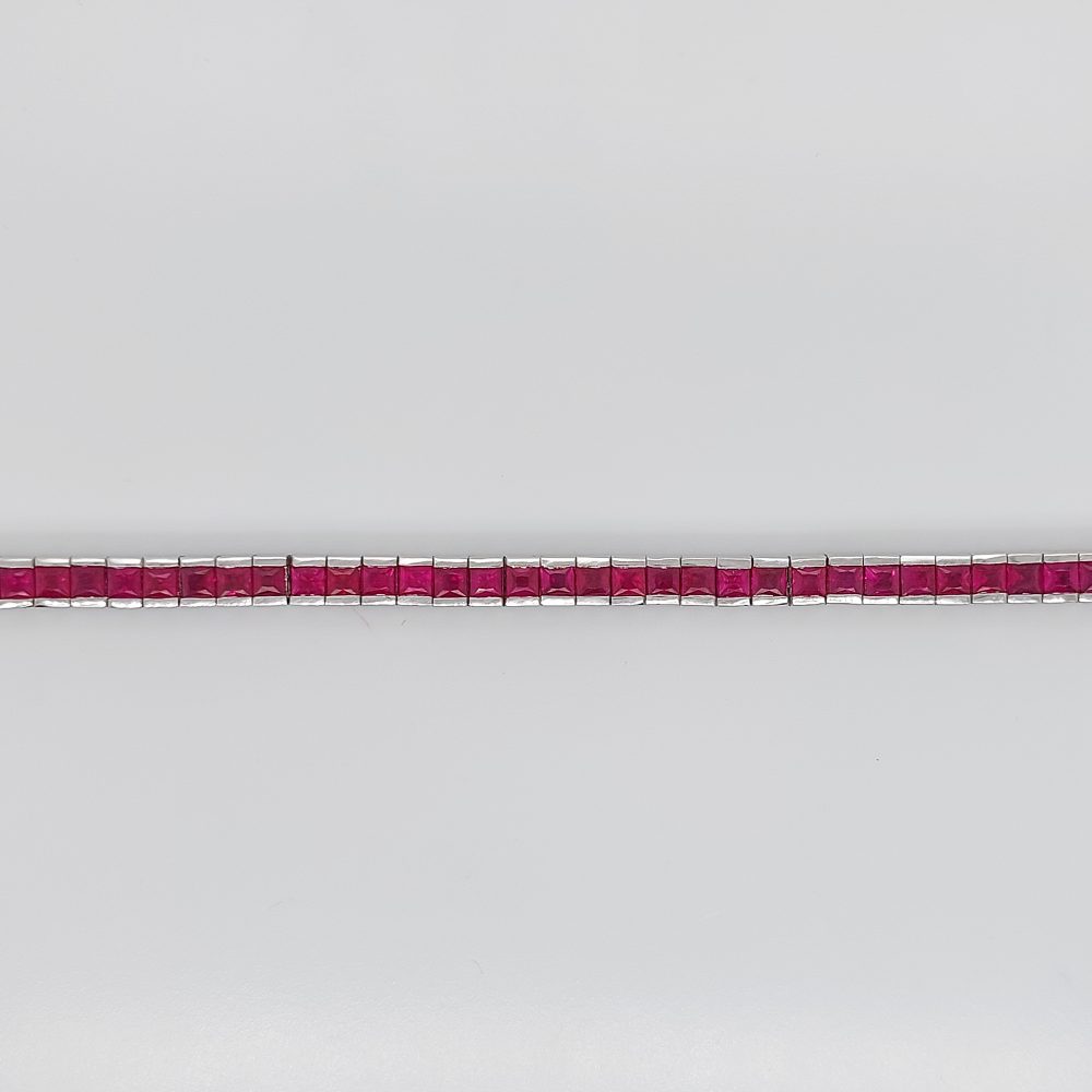 French Cut Ruby Line Bracelet, 7 carats