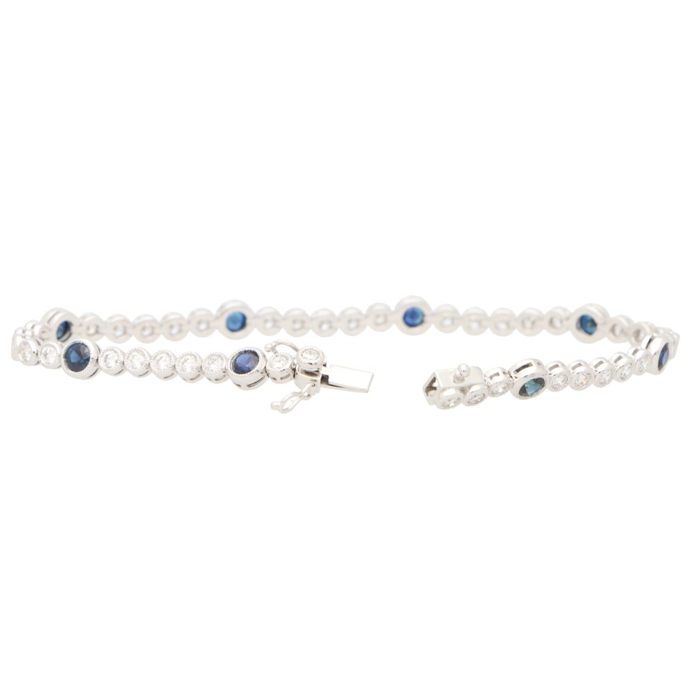 Modern Sapphire and Diamond Line Bracelet, 1.74cts