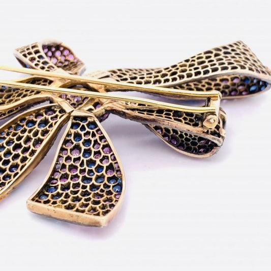 Shaded Sapphire Bow Brooch