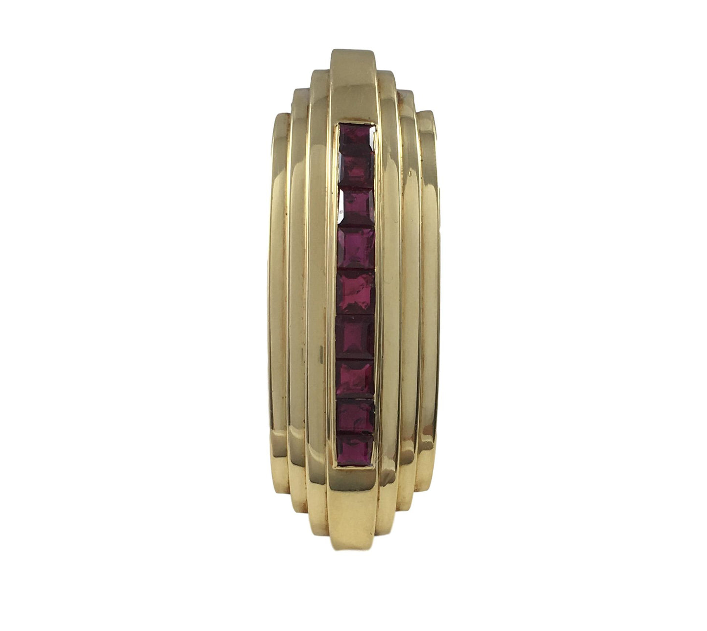 Late Art Deco French 4.50ct Ruby and 18ct Gold Clip Brooch