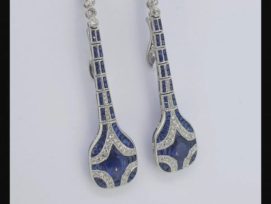 Vintage Sapphire and Diamond Drop Earrings