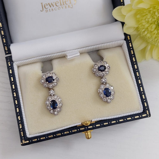 Sapphire Diamond Gold Earrings