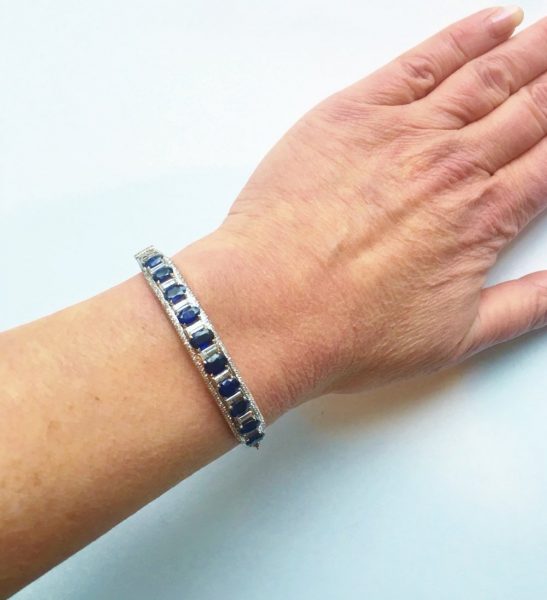 Sapphire and Baguette Diamond Bangle Bracelet