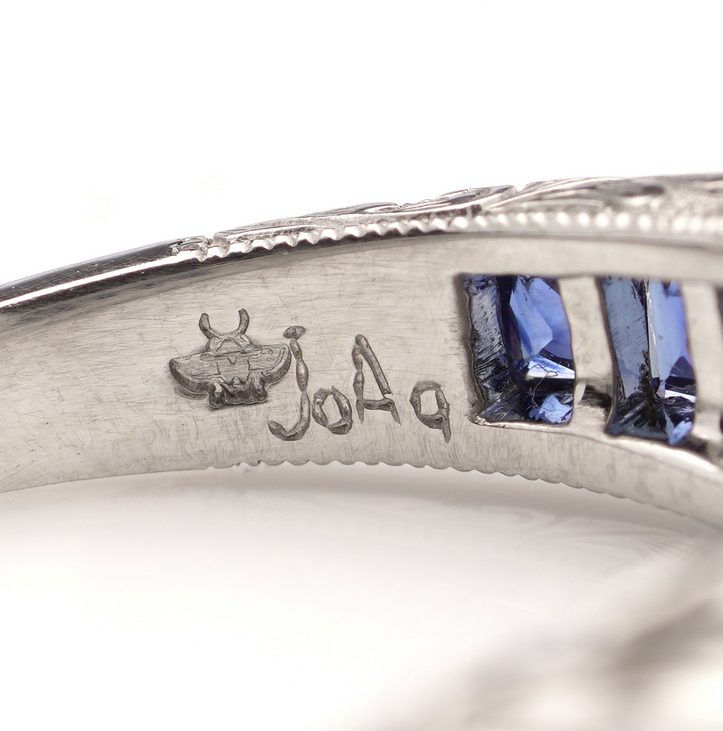 Sapphire and Diamond Floral Three Stone Ring