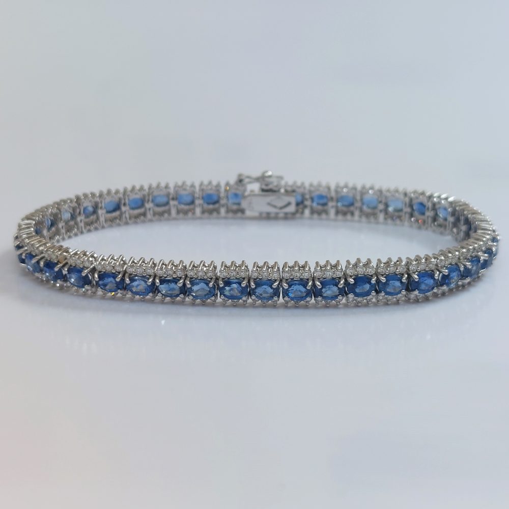 Sapphire and Diamond Line Bracelet
