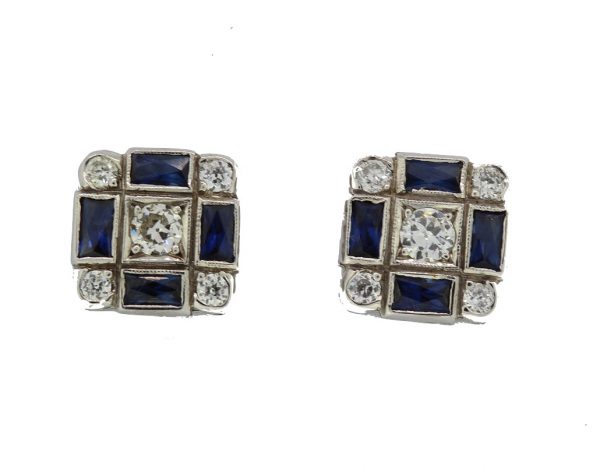 Sapphire and Diamond Cluster Earrings, 1.90 carats total, 18ct gold