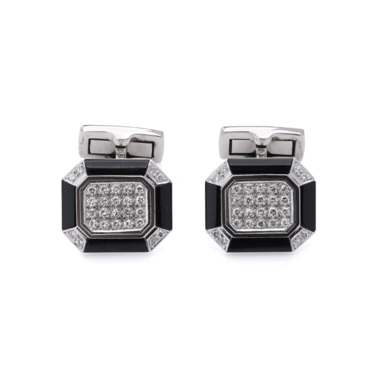 Onyx and Diamond Cufflinks in 18ct White Gold