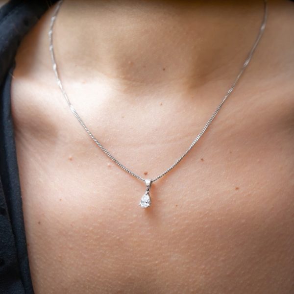 Single Stone Pear-Cut Diamond Platinum Pendant
