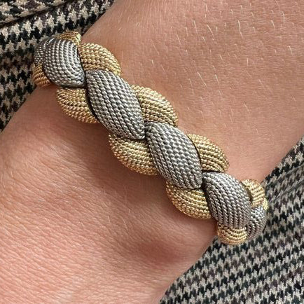 Vintage Sterle Bi Colour Gold and Platinum Woven Bracelet