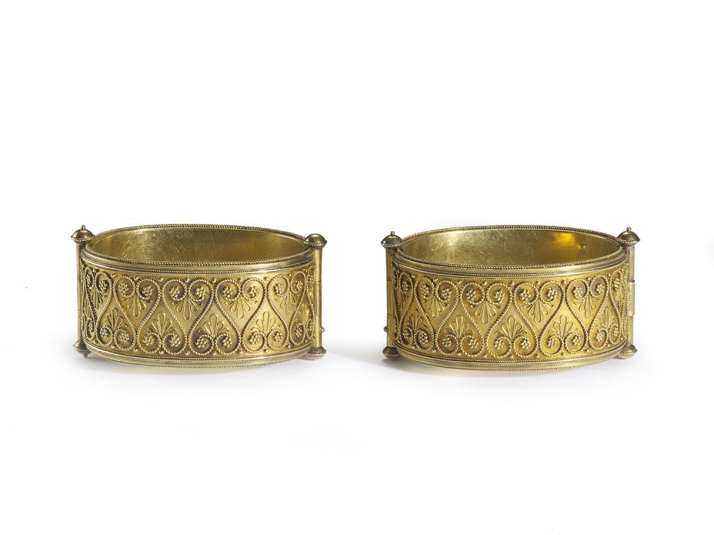 Pair of Antique Victorian Etruscan Style Gold Bangles
