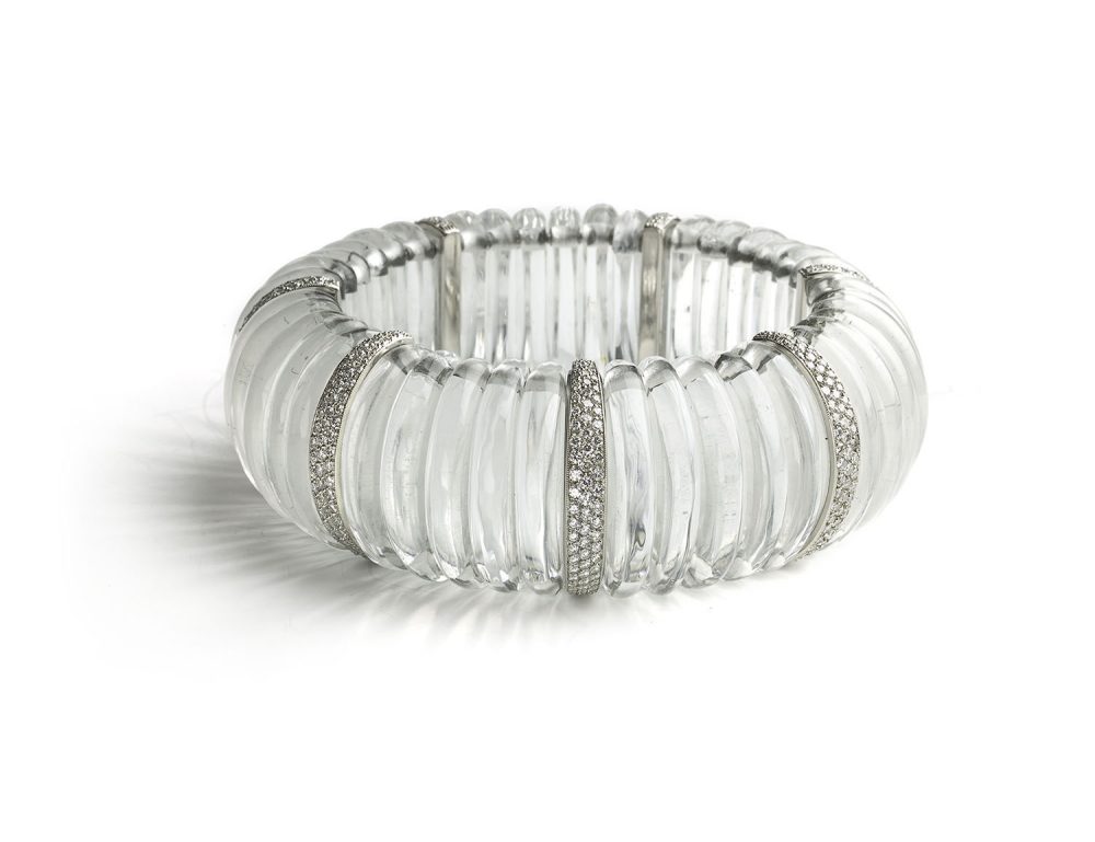 Rock Crystal And Diamond Bracelet