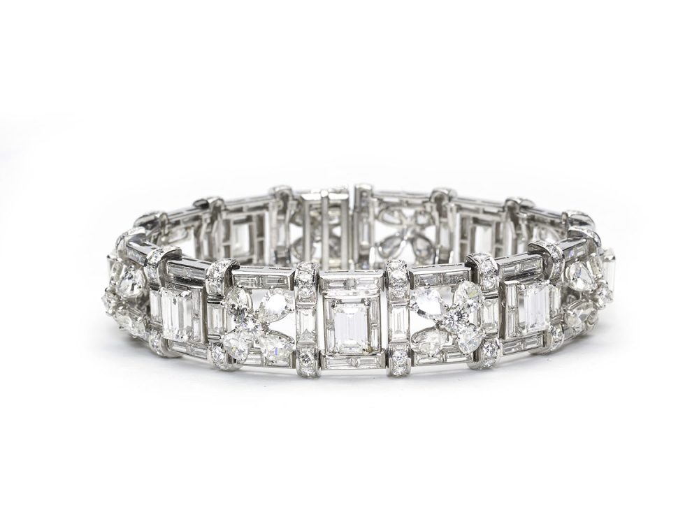 Vintage 1950s Diamond Platinum Bracelet