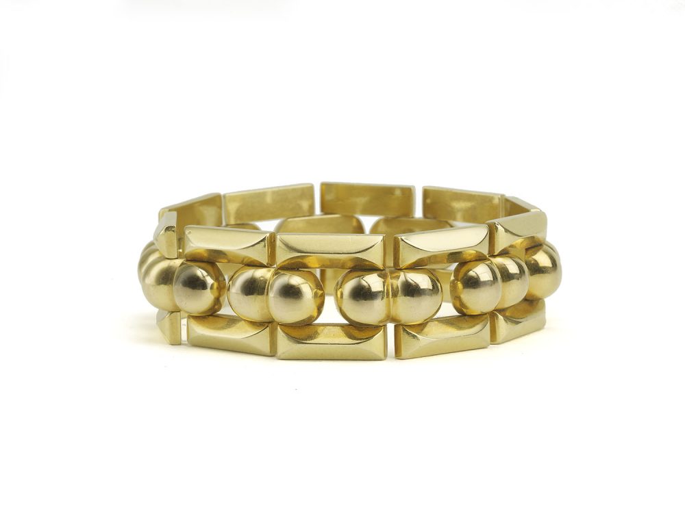 Retro 1940s Geometric Design Yellow Gold Bracelet