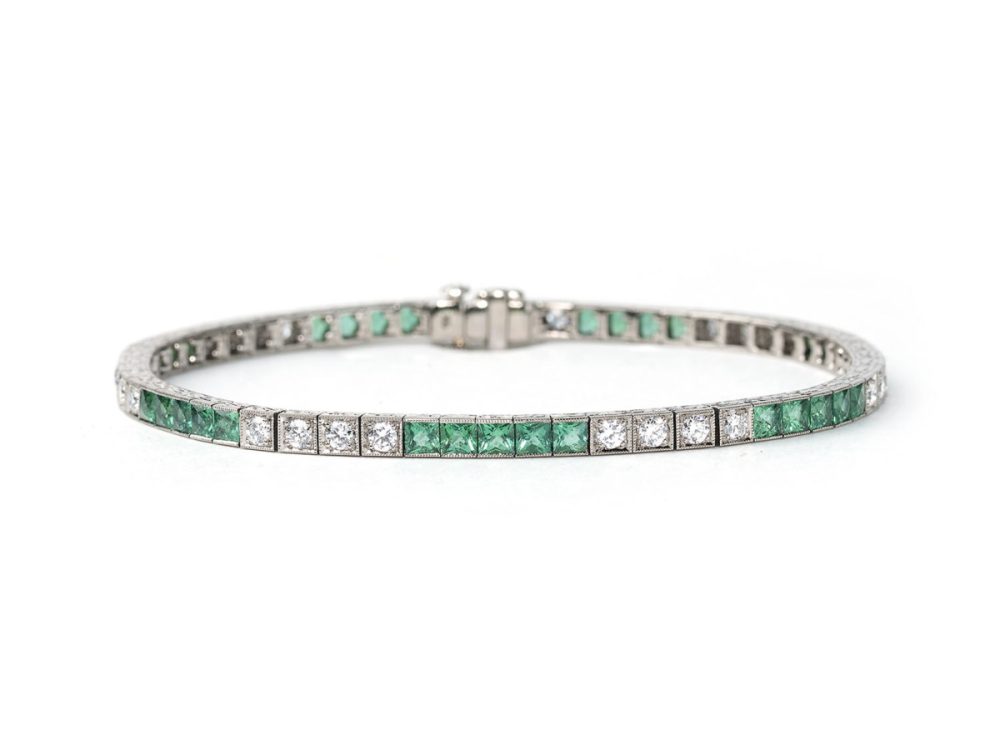 Emerald & Diamond Line Bracelet