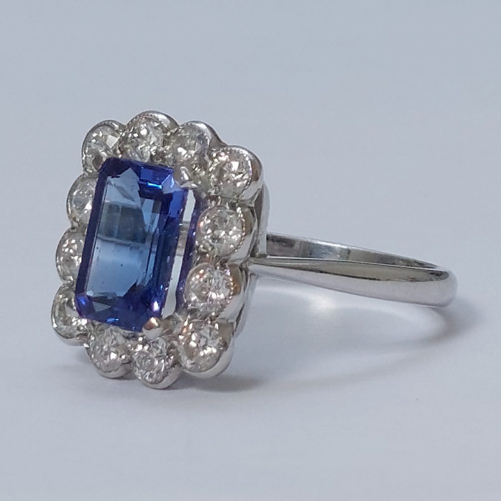 Tanzanite and Diamond Floral Cluster Ring, 2.70 carats