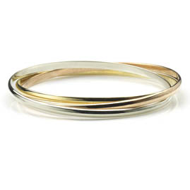 Three Colour Gold Heavy Russian Bangle Bracelet