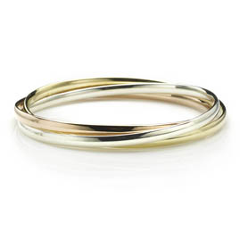 Three Colour Gold Russian Bangle Bracelet