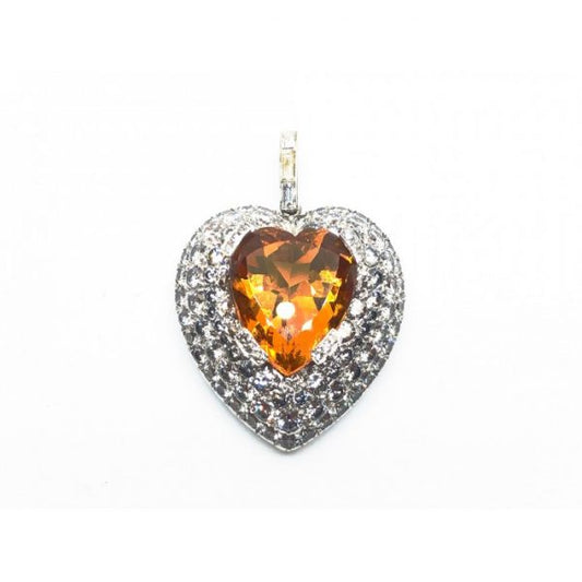 Topaz Diamond Gold Heart Pendant