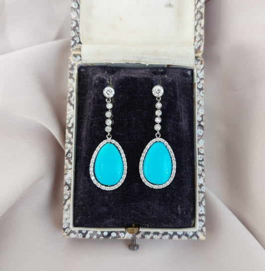 Turquoise and Diamond Drop Earrings