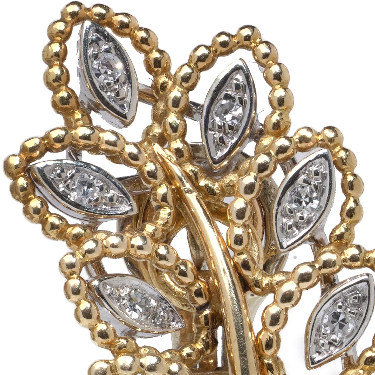 Boucheron 18 Carat Gold Diamond Leaf Clip Earrings