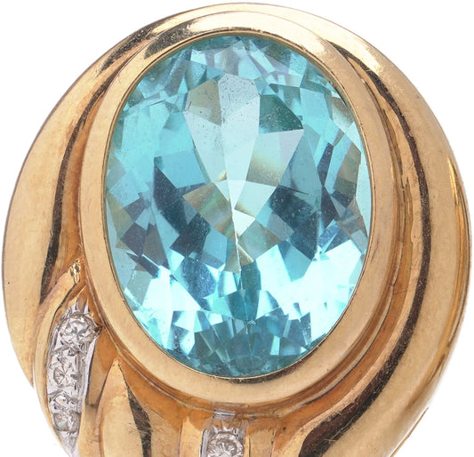 Vintage 20cts Blue Topaz and Diamond Clip On Earrings