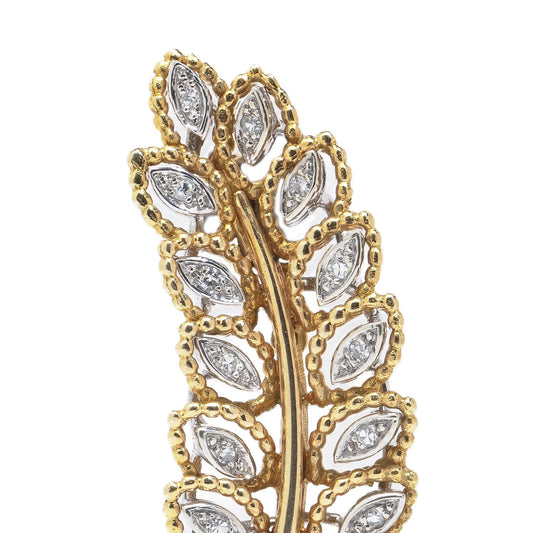 Boucheron 18 Carat Gold Diamond Leaf Brooch