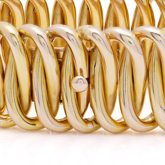 Vintage French Retro 18ct Yellow Gold Wave Design Bracelet