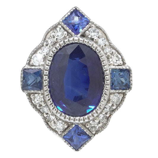 Platinum Sapphire And Diamond Stud Earrings