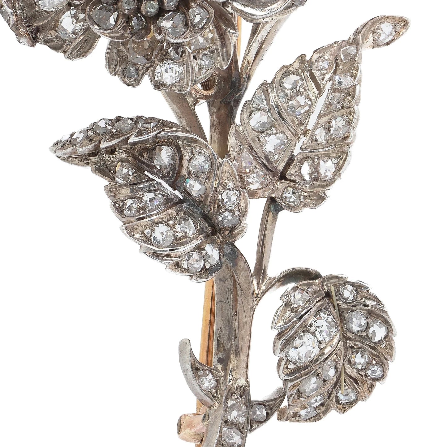 Victorian Gold And Silver Diamond En Tremblant Flower Brooch