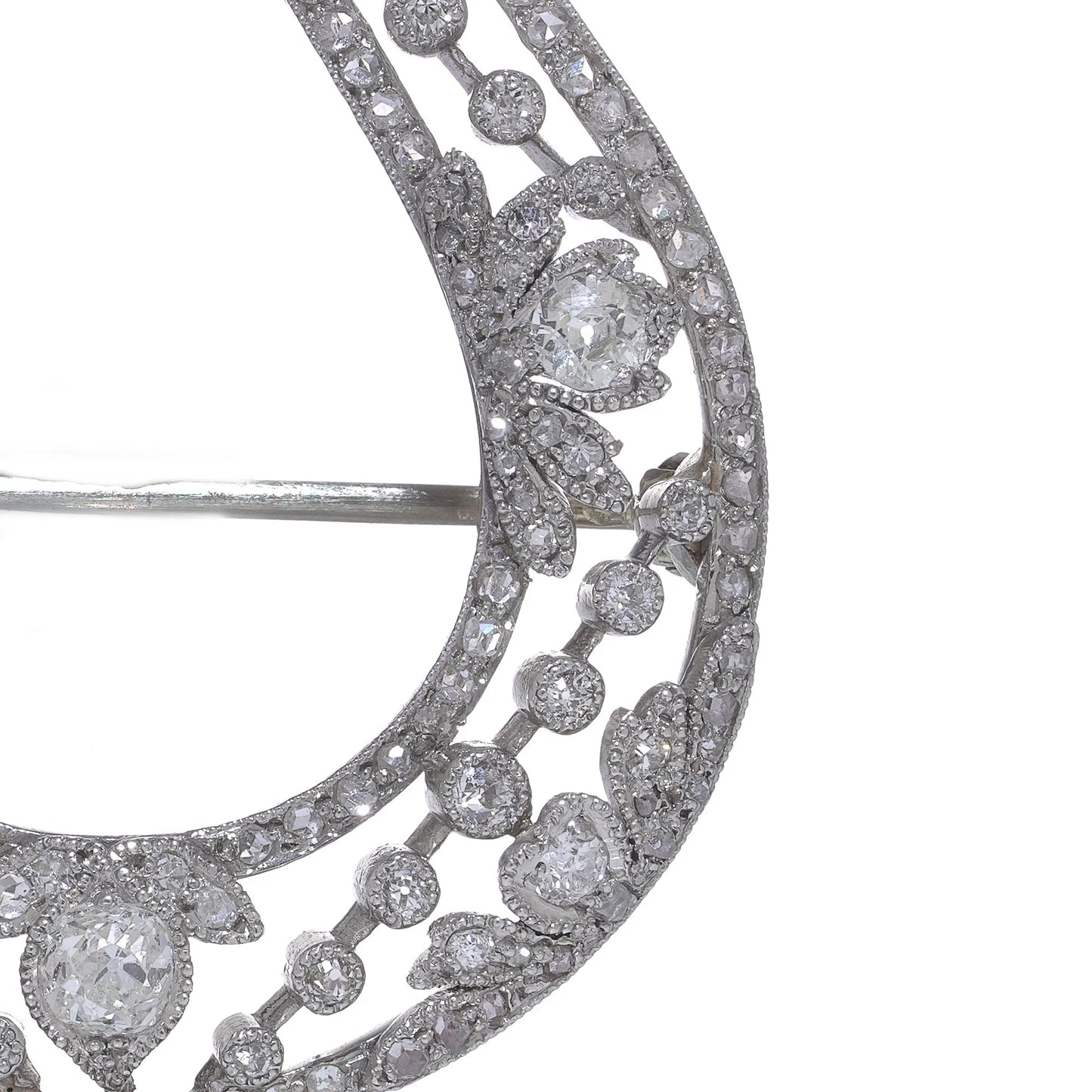 Belle Epoque 2.50ct Old Cut Diamond Horseshoe Brooch in Platinum