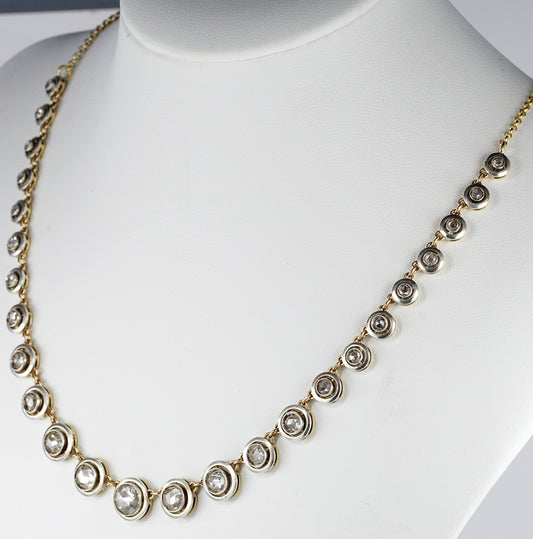 Antique 6.40ct Rose Cut Diamond Target Riviere Necklace