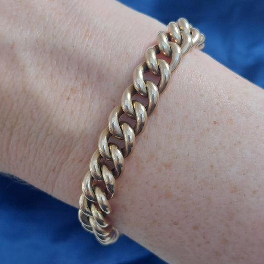 Victorian Antique 15ct Gold Curb Charm Bracelet