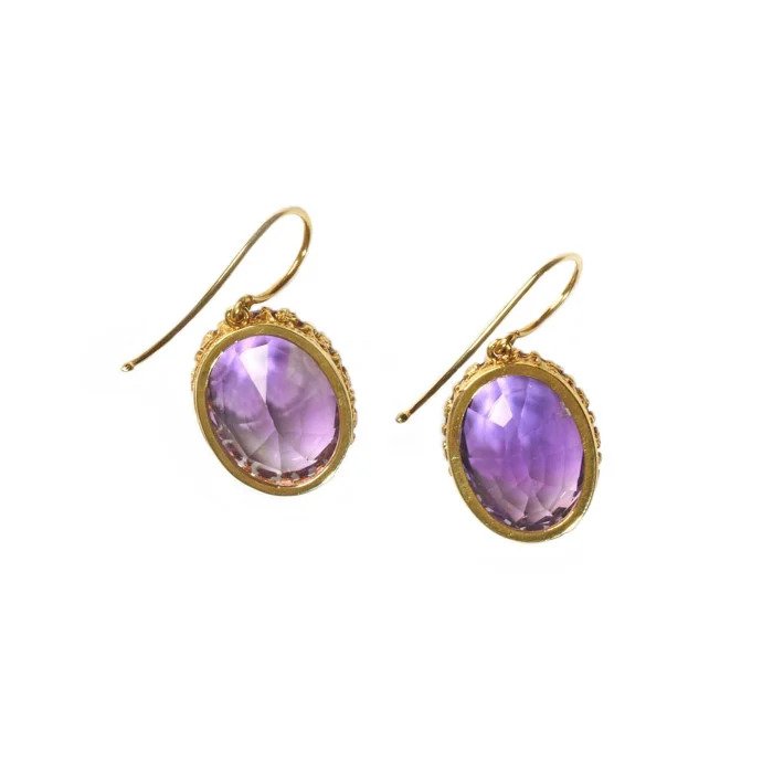 Victorian Antique 33.88ct Amethyst Drop Earrings
