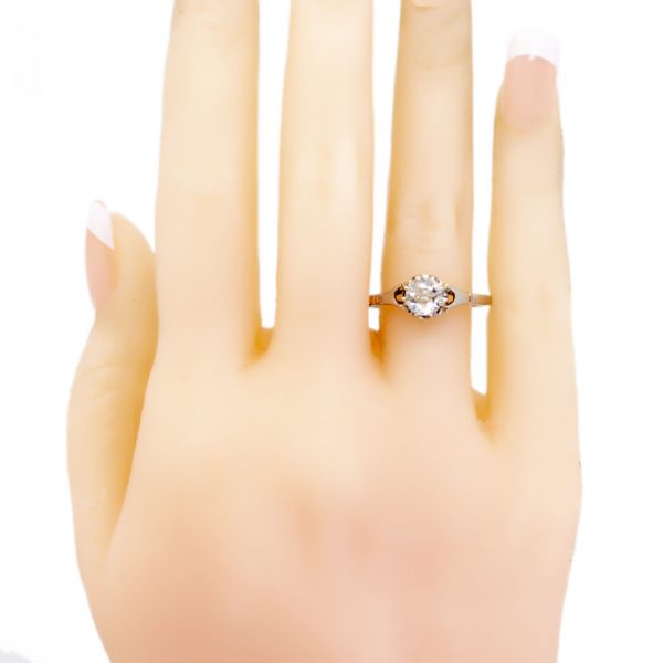 Vintage 0.80ct Old Mine Cut Diamond Platinum Ring