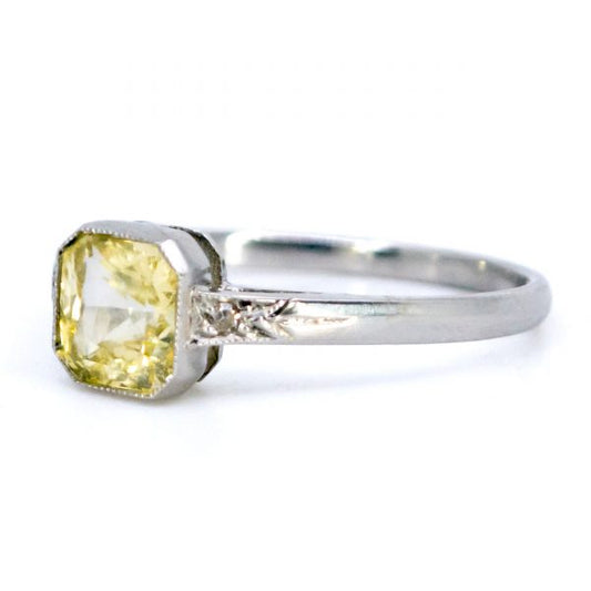 Vintage 1.27ct Yellow Sapphire Platinum Ring