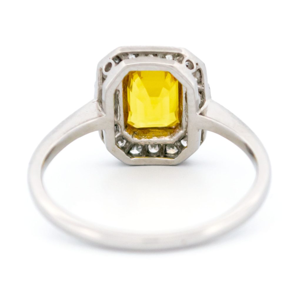 Vintage 1.30ct Yellow Sapphire and Diamond Cluster Ring