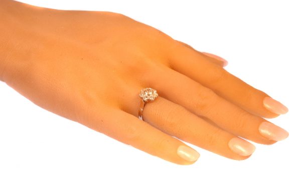 Vintage 1.32ct Diamond Cluster Platinum Ring