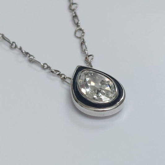 Vintage 1.52ct Pear Shape Diamond Pendant Necklace