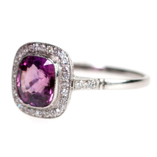 Vintage 1.65ct Pink Sapphire and Diamond Ring