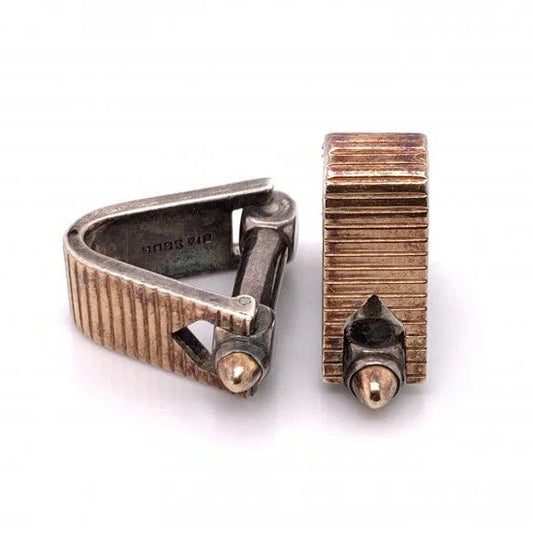 Vintage French 1940s Silver And Gold Stirrup Cufflinks